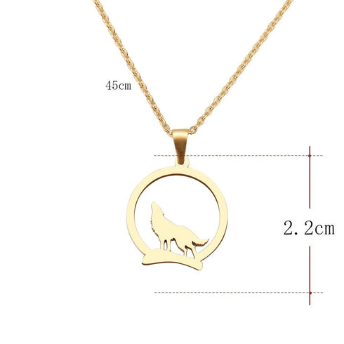 Collier à Pendentif Loup Hurlant (Acier)